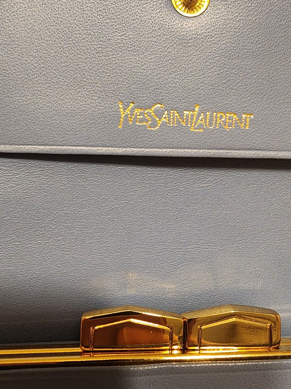 vintage blue Yves Saint Laurent wallet prominent gold-tone YSL logo COA INCLUDED - Picture 6 of 16